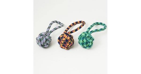 Braided ball of cotton rope with 1 handle 24 cm / Accessories and toys ...