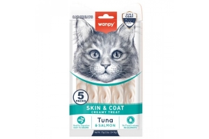 Wanpy Skin & Coat – liquid treat with tuna and salmon flavor, 5 x 14 g
